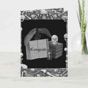 Carte Noir et blanc Romance Crâne Spellbook Mariage