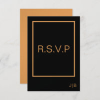 CARTE Noir et orange RSVP de mariage