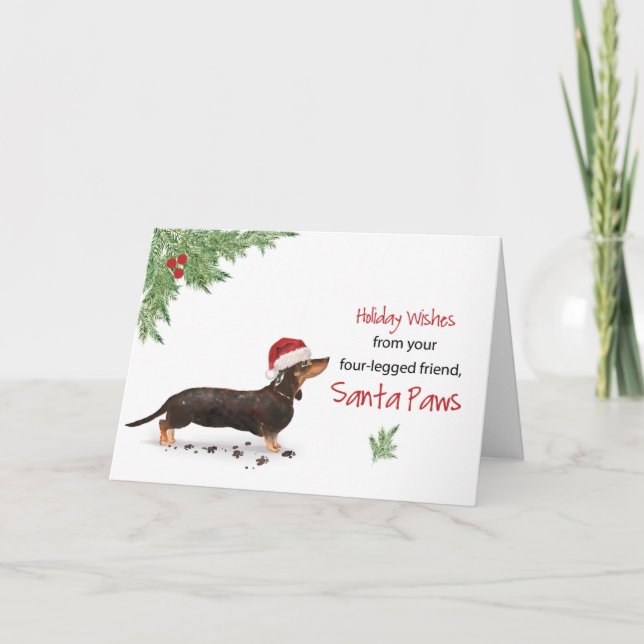 Carte Noir et Tan Dachshund Noël du chien (Devant)