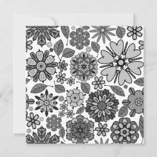 Carte Noir gris blanc rétro Art Floral Motif sans coutur