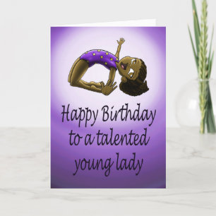 Carte Noir Gymnaste violet Anniversaire
