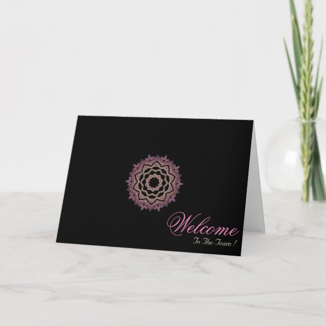 Carte Noir minimal Mandala Art Welcome Wishing (Devant)