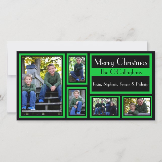 Carte Noir & Vert de Noël - 5 Photos (Devant)