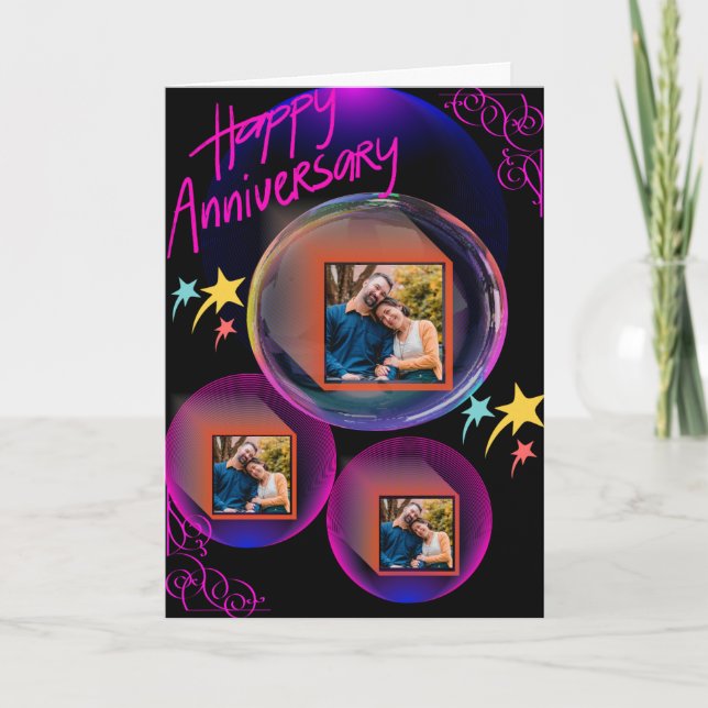 Carte Noir violet joyeux anniversaire fille et mari (Devant)