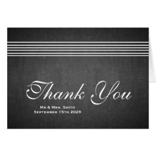 Carte noire avec Carte de remerciements lisse rayé