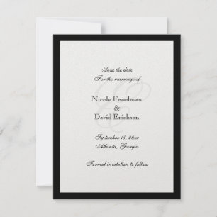 Carte noire de faire-part de mariage de monogramme