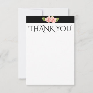 Carte noire de rayure de fleurs roses de Merci