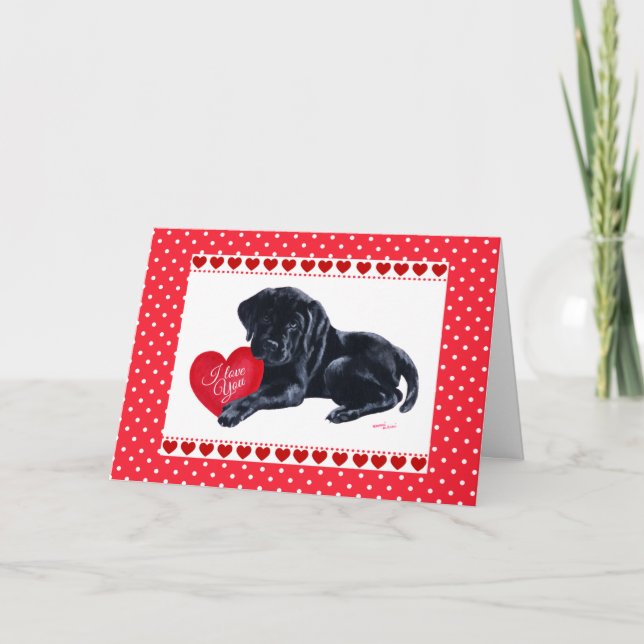 Carte noire de Saint-Valentin de chiot de (Devant)