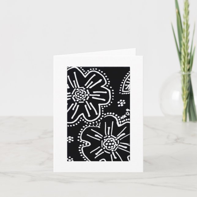 Carte noire et blanche de fleur (Devant)