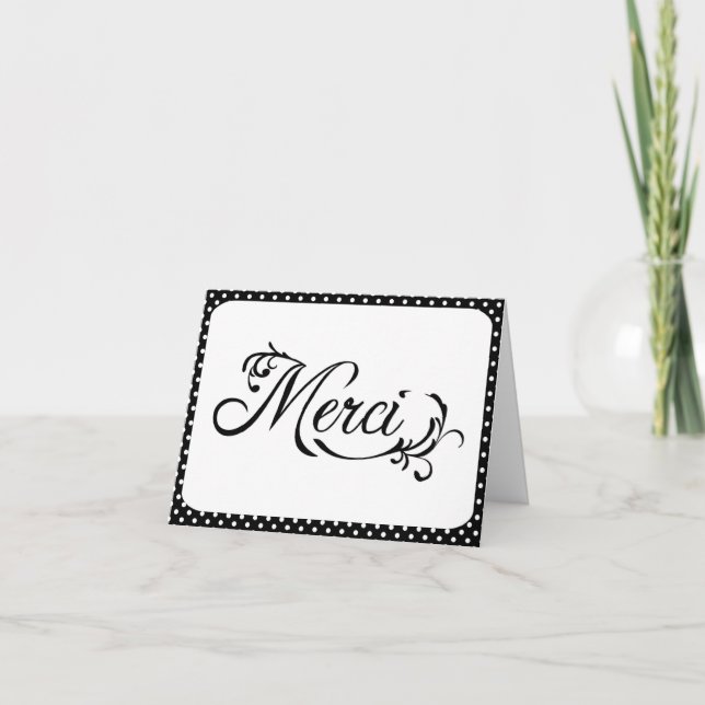 Carte noire et blanche de "Merci" de Merci (Devant)