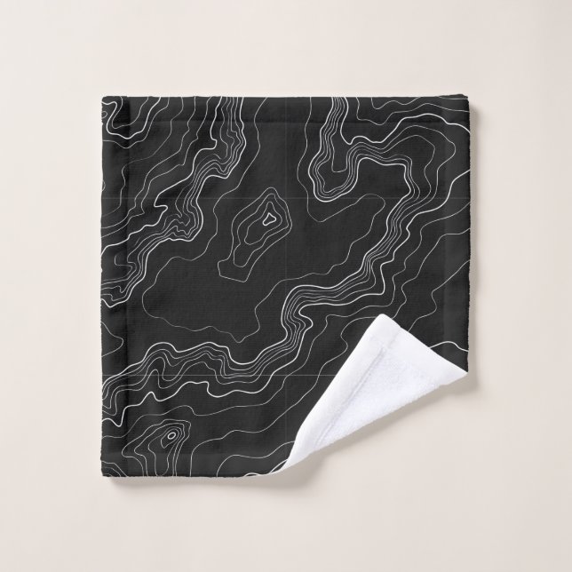 Carte noire et blanche de topographie (Gant de toilette)