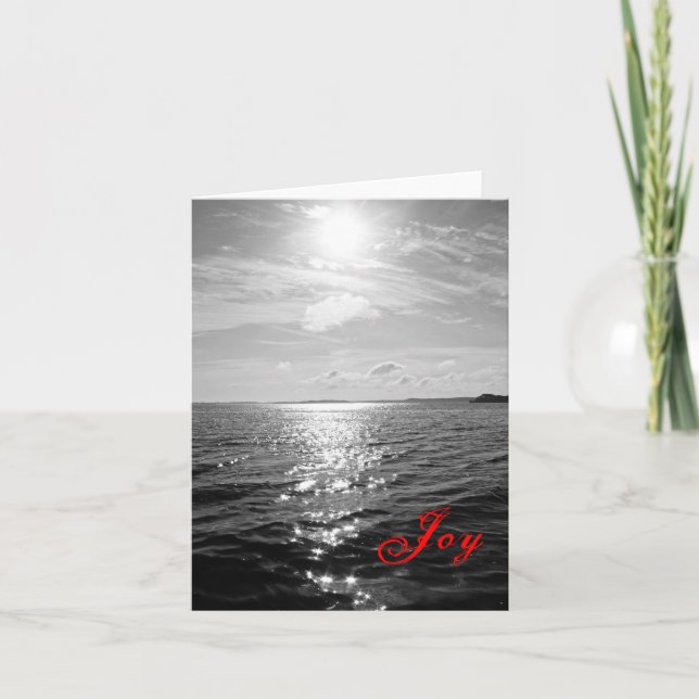 Carte noire et blanche de vacances de baie (Devant)