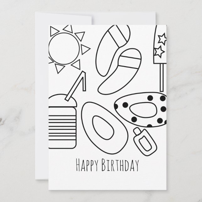 Carte noire et blanche pour anniversaire d'été (Devant)