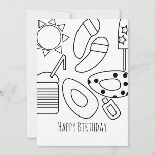 Carte noire et blanche pour anniversaire d'été