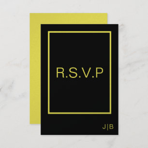 CARTE noire et jaune RSVP de mariage