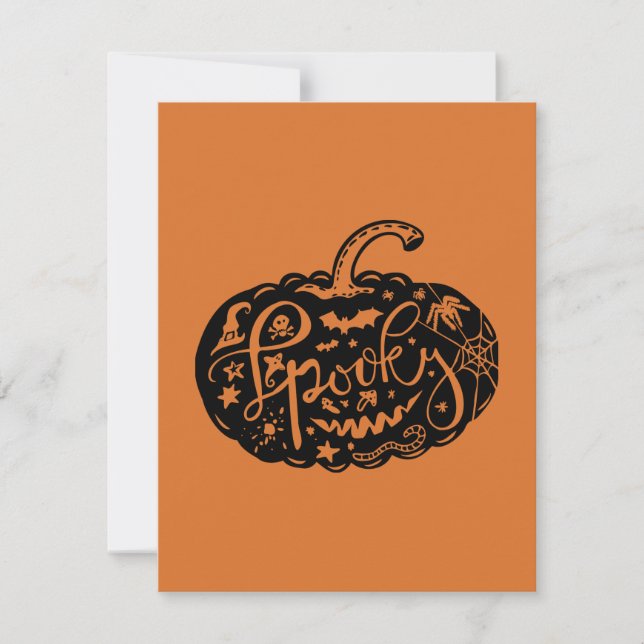 Carte noire Orange Citrouille Halloween (Devant)