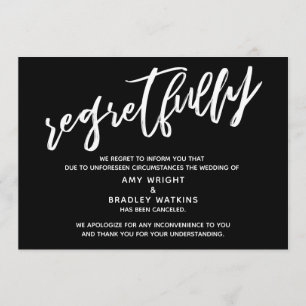 Carte noire simple de mariage annulé avec regret