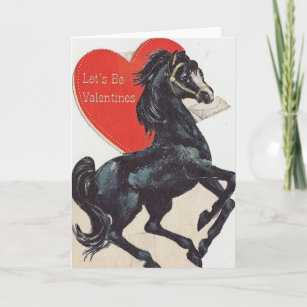 Carte noire vintage de Saint-Valentin de cheval