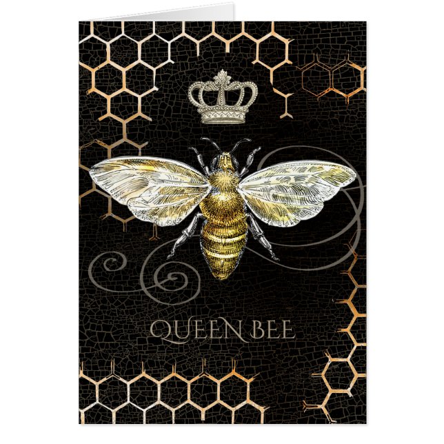 Carte noire vintage Queen Bee Royal Crown Honeycom (Devant)