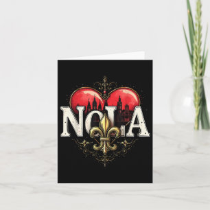 Carte Nola Fleur-de-lis Élégant Vintage Cœur Nola Fort