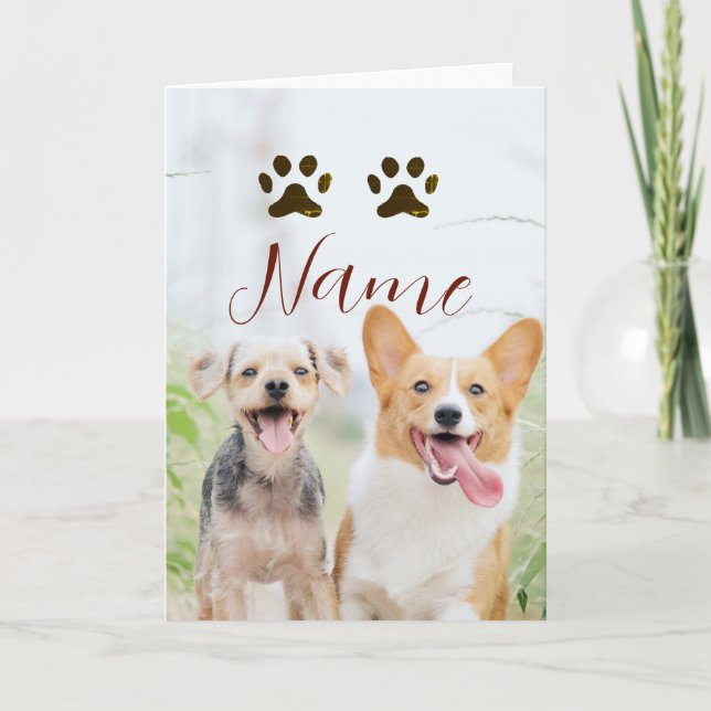Carte nom animal de compagnie chien chat patte simple ph (Devant)