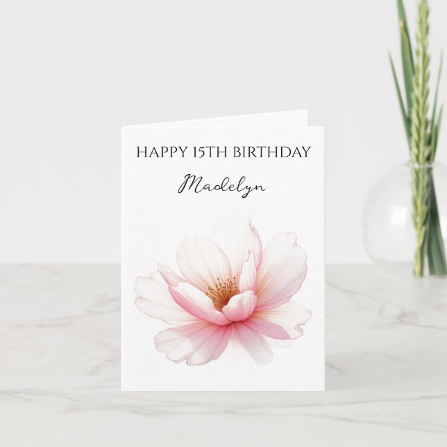 Carte Nom d'âge personnalisé Cerise en fleurs Anniversai (Devant)