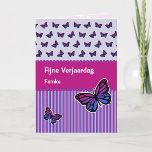Carte Nom d'anniversaire papillon néerlandais Verjaardag