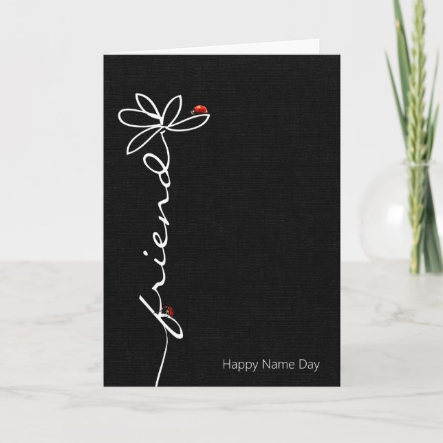 Carte Nom Day for friend daisy with lady bugs (Devant)