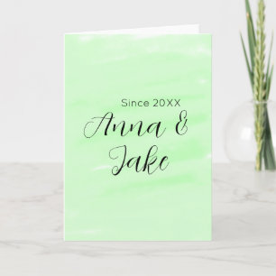 Carte nom de couple de mariage date aquarelle verte past