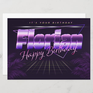 Carte Nom de Florian Prénom lila retro Map Anniversaire