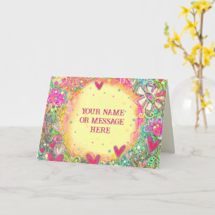 Carte Nom de la Personnaliser florale jaune Inspirivity 