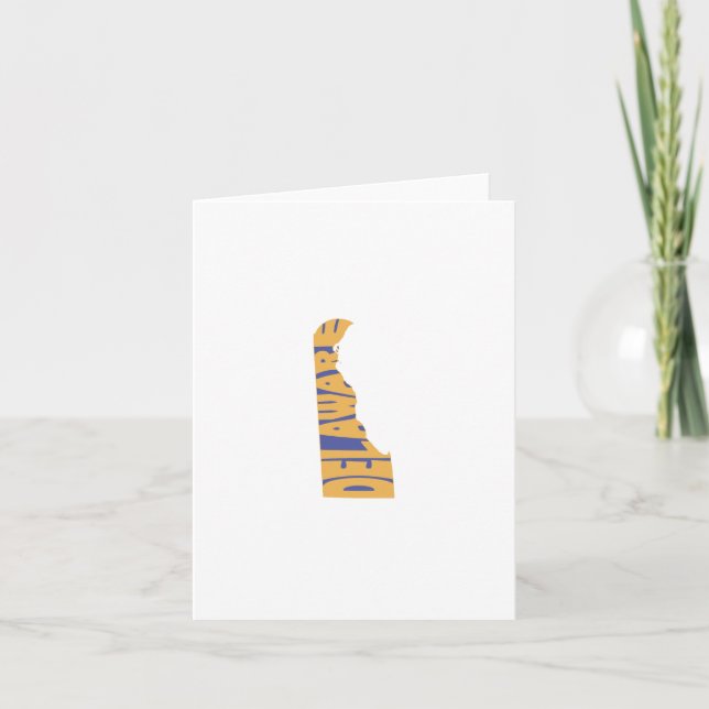 Carte Nom de l'état Delaware Word Art Yellow Note (Devant)