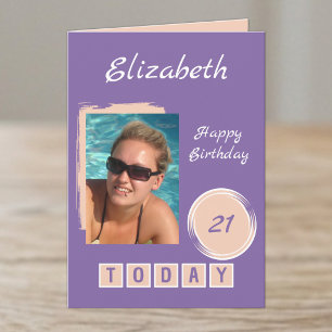Carte nom de pêche violette pour 21 ans