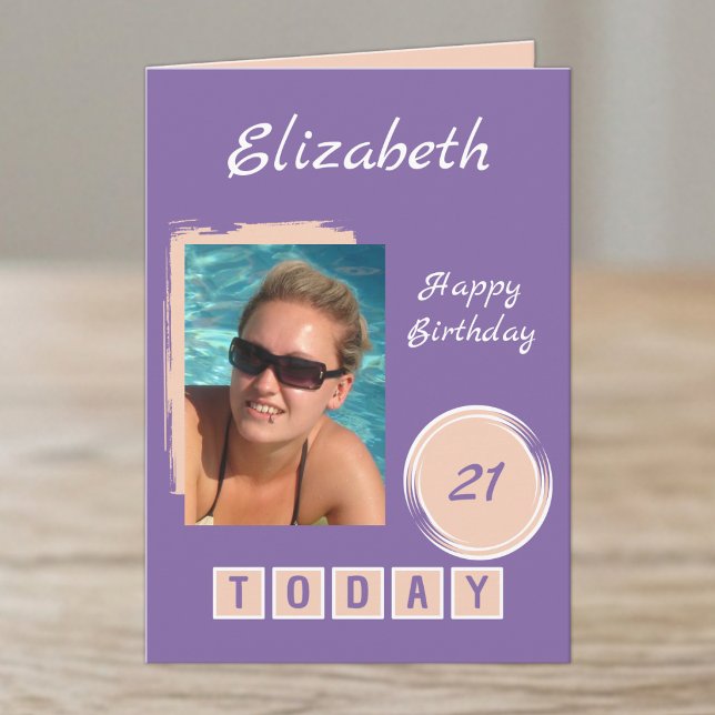 Carte nom de pêche violette pour 21 ans (Créateur téléchargé)