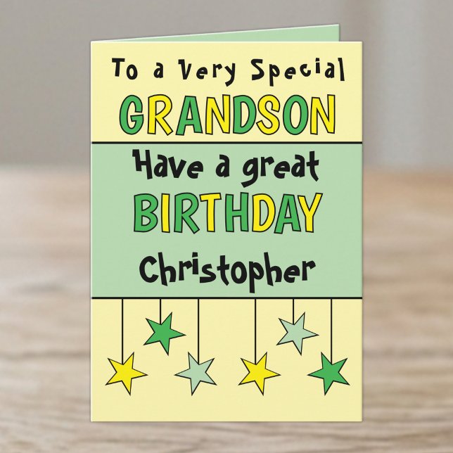 Carte Nom de petit-fils spécial anniversaire vert (Créateur téléchargé)