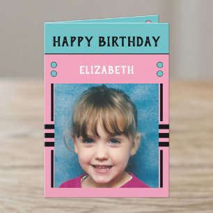 Carte Nom de petite-fille photo rose anniversaire enfant