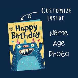 Carte Nom de photo personnalisé Âge Illustration de mo