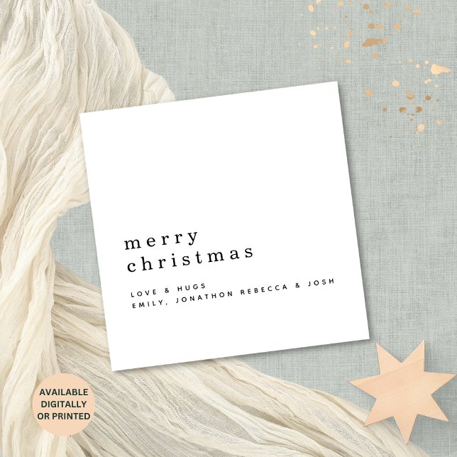 Carte Nom de texte minimal Joyeux Noël blanc (Minimalist elegance. Available digitally and printed.)