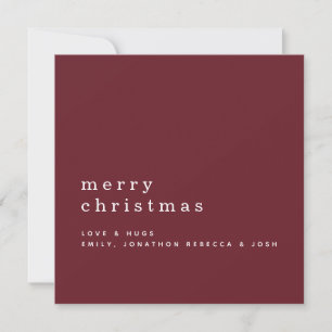 Carte Nom de texte minimaliste Joyeux Noël bordeaux