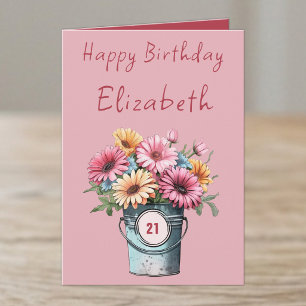 Carte nom des fleurs de gerbera du 21ème anniversaire ro