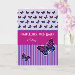 Carte Nom du papillon rose et lilas norvégien