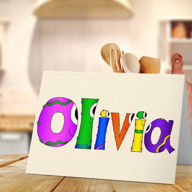 Carte Nom du personnage de dessin "Olivia" (Hey! Take a look at this most awesome cartoon name card "Olivia"!)