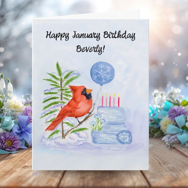 Carte Nom Joyeux Anniversaire de Janvier Cardinal avec G (Créateur téléchargé)