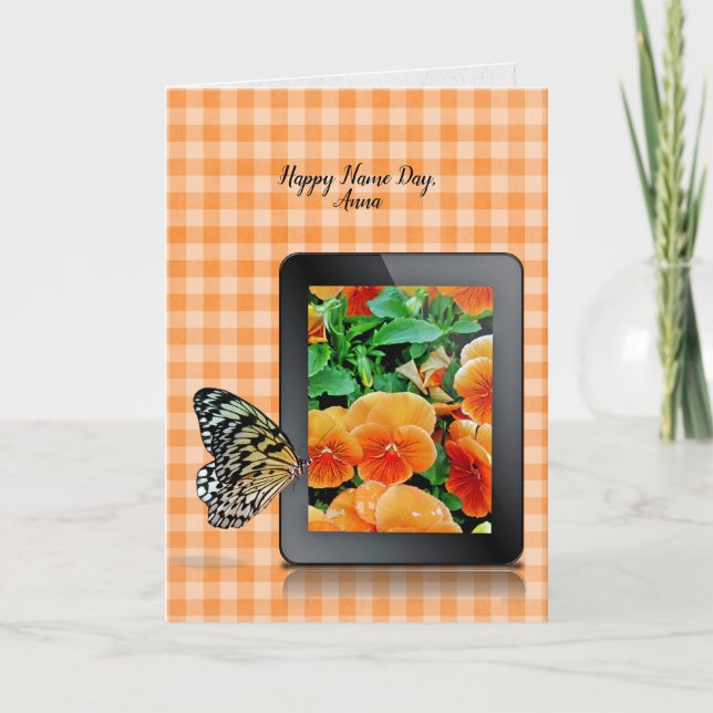 Carte Nom papillon de jour sur tablette électronique (Devant)