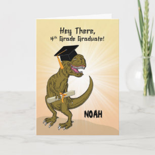 Carte Nom personnalisable 4e grade Graduation T-Rex