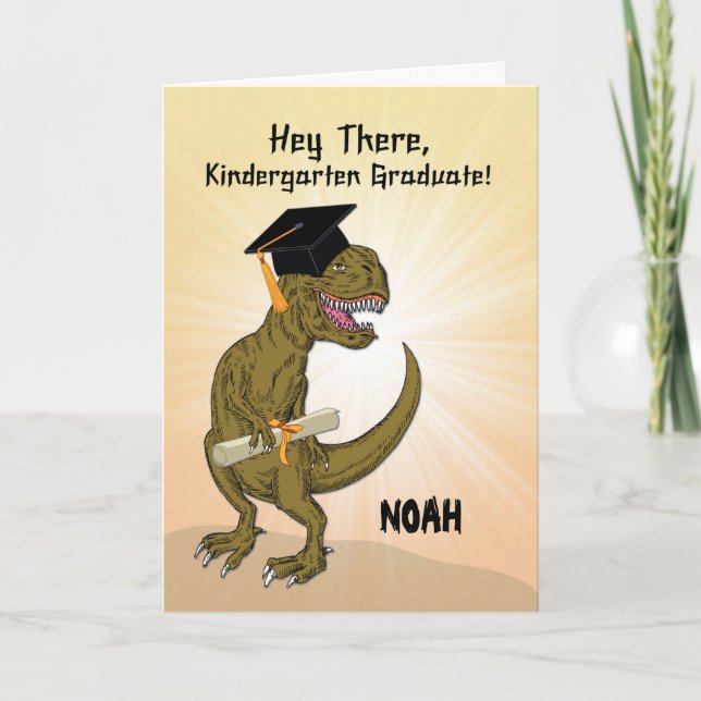 Carte Nom personnalisable Maternelle Diplôme T-Rex (Devant)