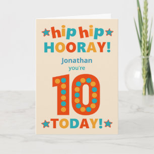 Carte Nom personnalisé 10e anniversaire Hip Horay