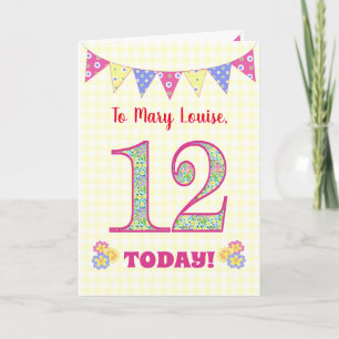 Carte Nom personnalisé 12e anniversaire Primroses Buntin