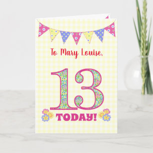 Carte Nom personnalisé 13e anniversaire Primroses Buntin