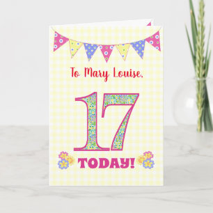 Carte Nom personnalisé 17e anniversaire Primroses Buntin